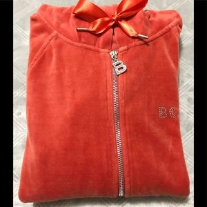 BCBG Orange Velour Sweatshirt/Hoodie